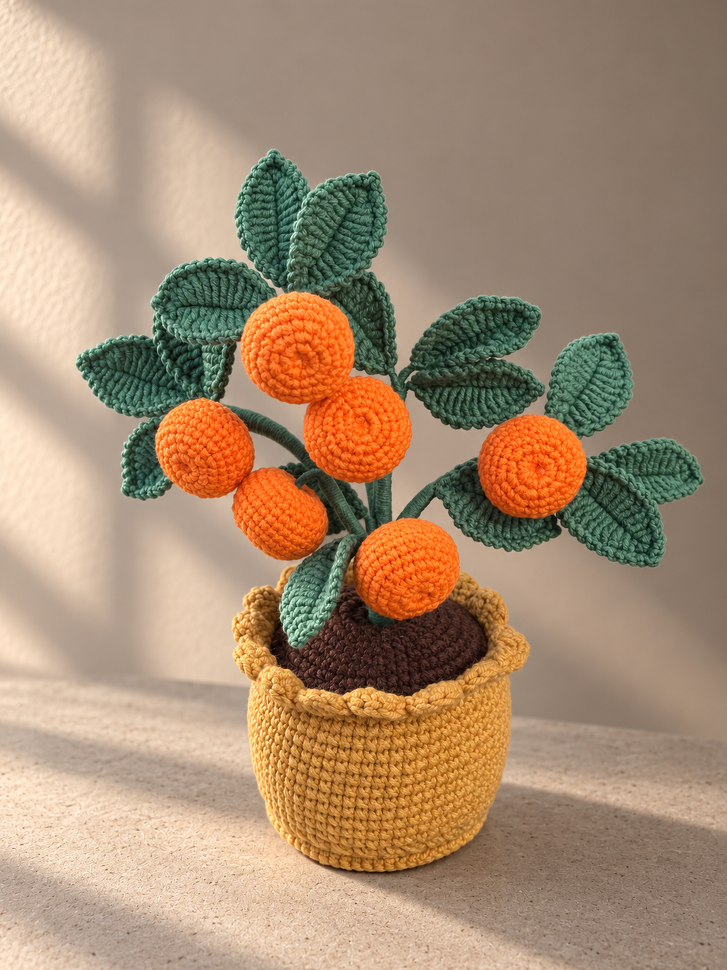 Handgemaakte Gehaakte Sinaasappelplant in Pot | Gehaakte Fruitboom | Eeuwige Plant | Woondecoratie & Cadeau