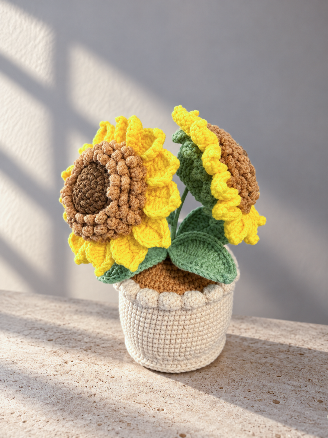 Handgemaakte Gehaakte Zonnebloemen in Pot – Crochet Zonnebloem | Bloemen Decoratie | Duurzaam Cadeau | Woondecoratie