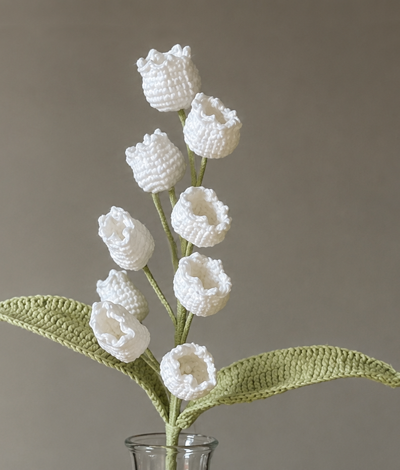Handgemaakte Gehaakte Lelietje-van-dalen | Gehaakte Bloem | Eeuwige Bloem | Woondecoratie & Cadeau