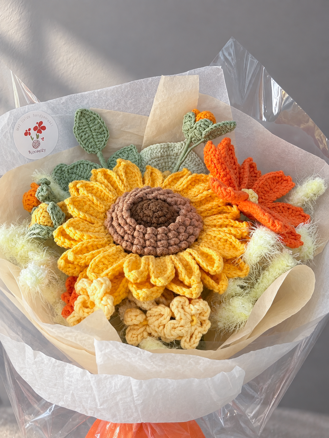 Handgemaakt Gehaakt Bloemenboeket met Zonnebloem | Eeuwig Boeket | Gehaakte Bloemen | Cadeau & Woondecoratie
