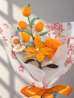 Handgemaakt Gehaakt Bloemenboeket – Oranje & Gele Bloemen | Crochet Bloemen | Eeuwig Bloemenboeket | Cadeau & Woondecoratie