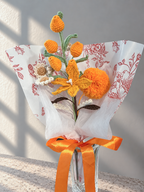 Handgemaakt Gehaakt Bloemenboeket – Oranje & Gele Bloemen | Crochet Bloemen | Eeuwig Bloemenboeket | Cadeau & Woondecoratie