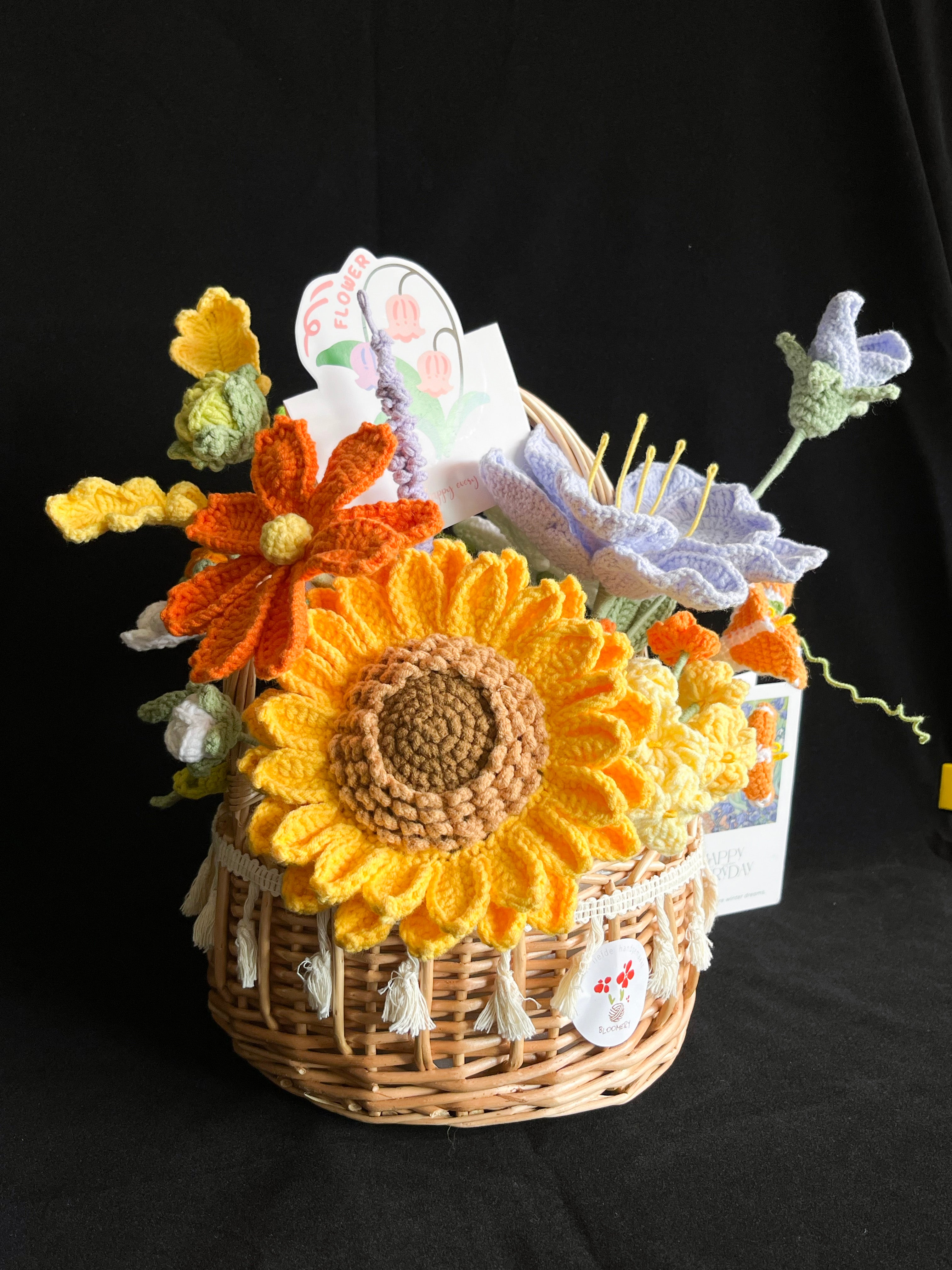 Handgemaakte Gehaakte Bloemenmand | Eeuwige Bloemen | Luxe Bloemenmand | Cadeau voor Haar | Woondecoratie