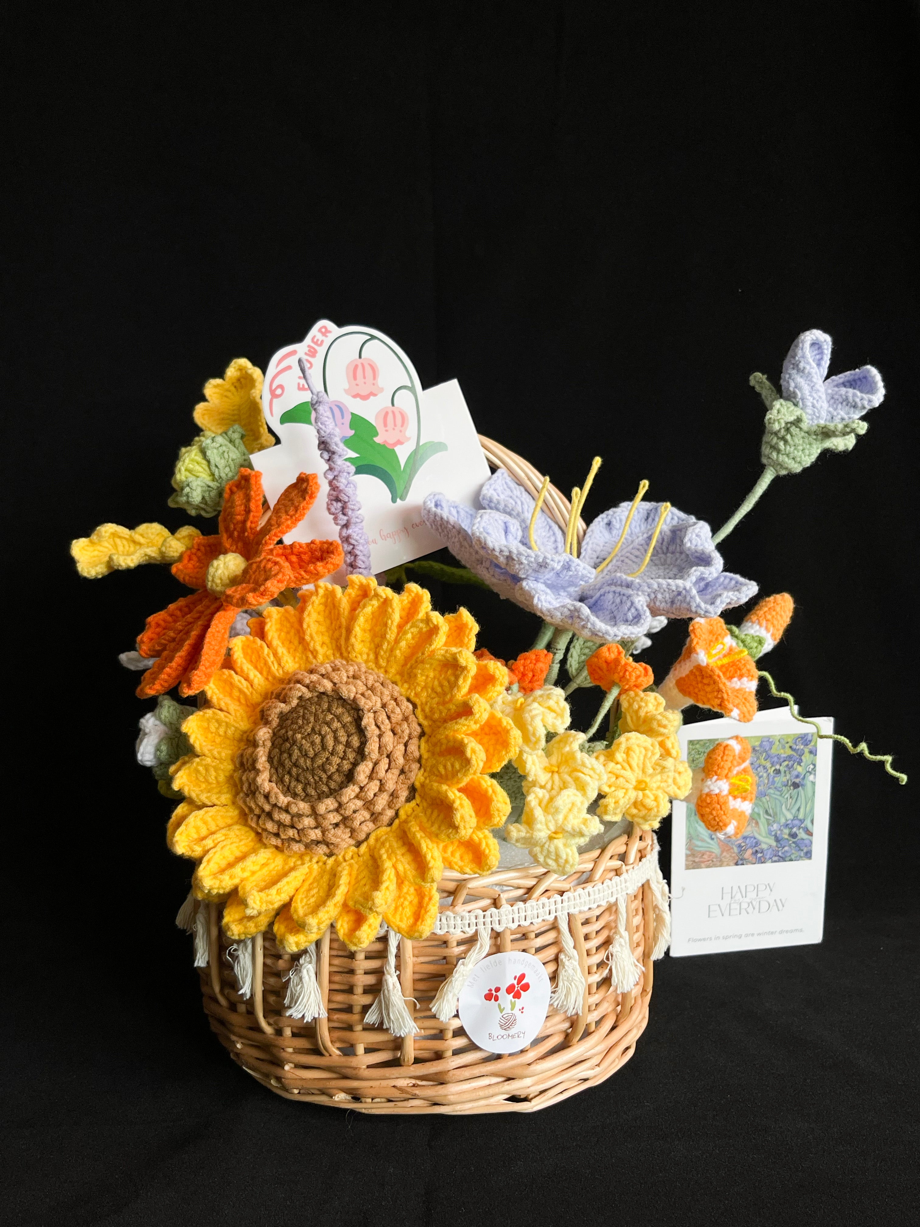 Handgemaakte Gehaakte Bloemenmand | Eeuwige Bloemen | Luxe Bloemenmand | Cadeau voor Haar | Woondecoratie