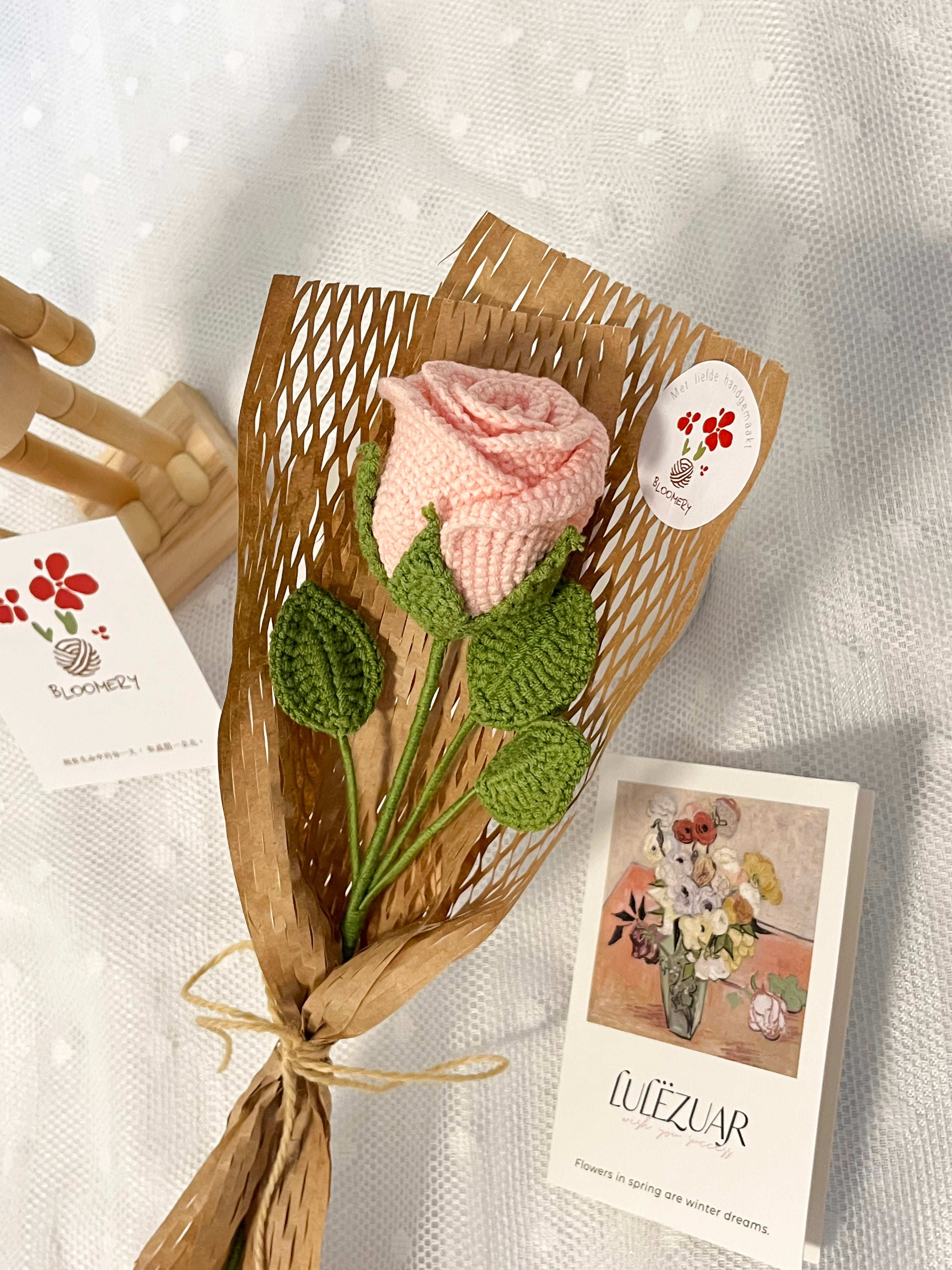 Gehaakte roos-Een zachte roos die altijd blijft