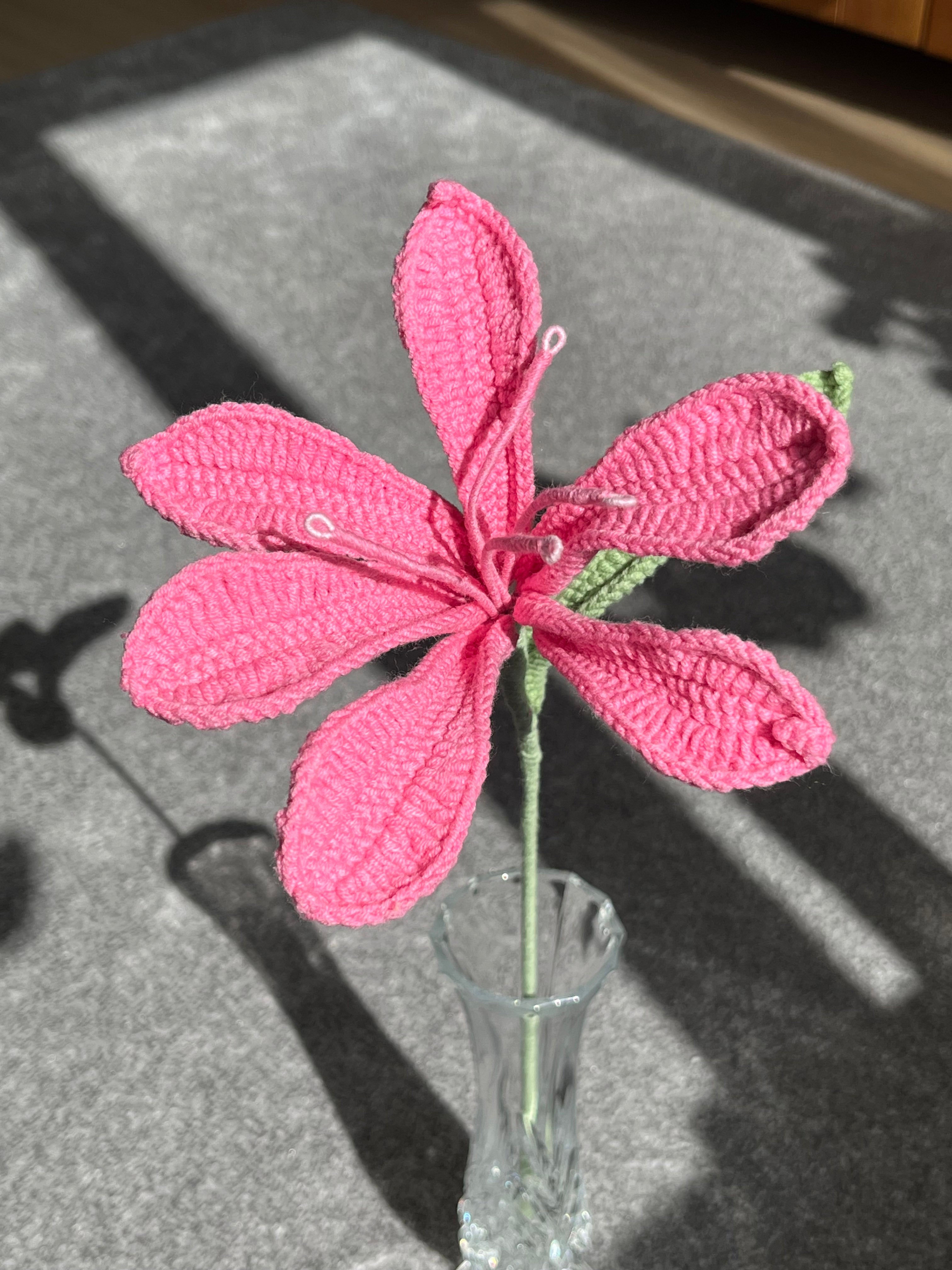 Handgehaakte lelie – een zachte blikvanger in roze