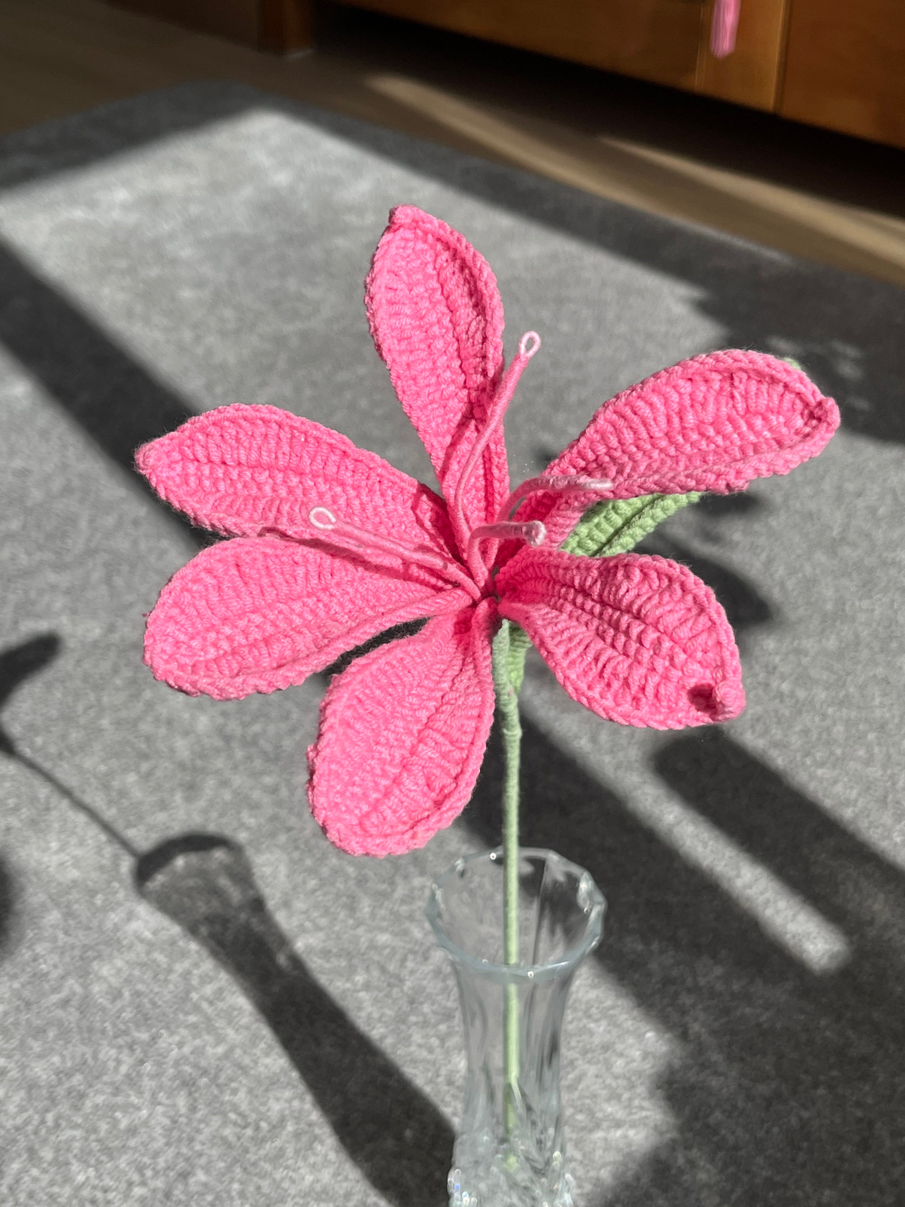 Handgehaakte lelie – een zachte blikvanger in roze