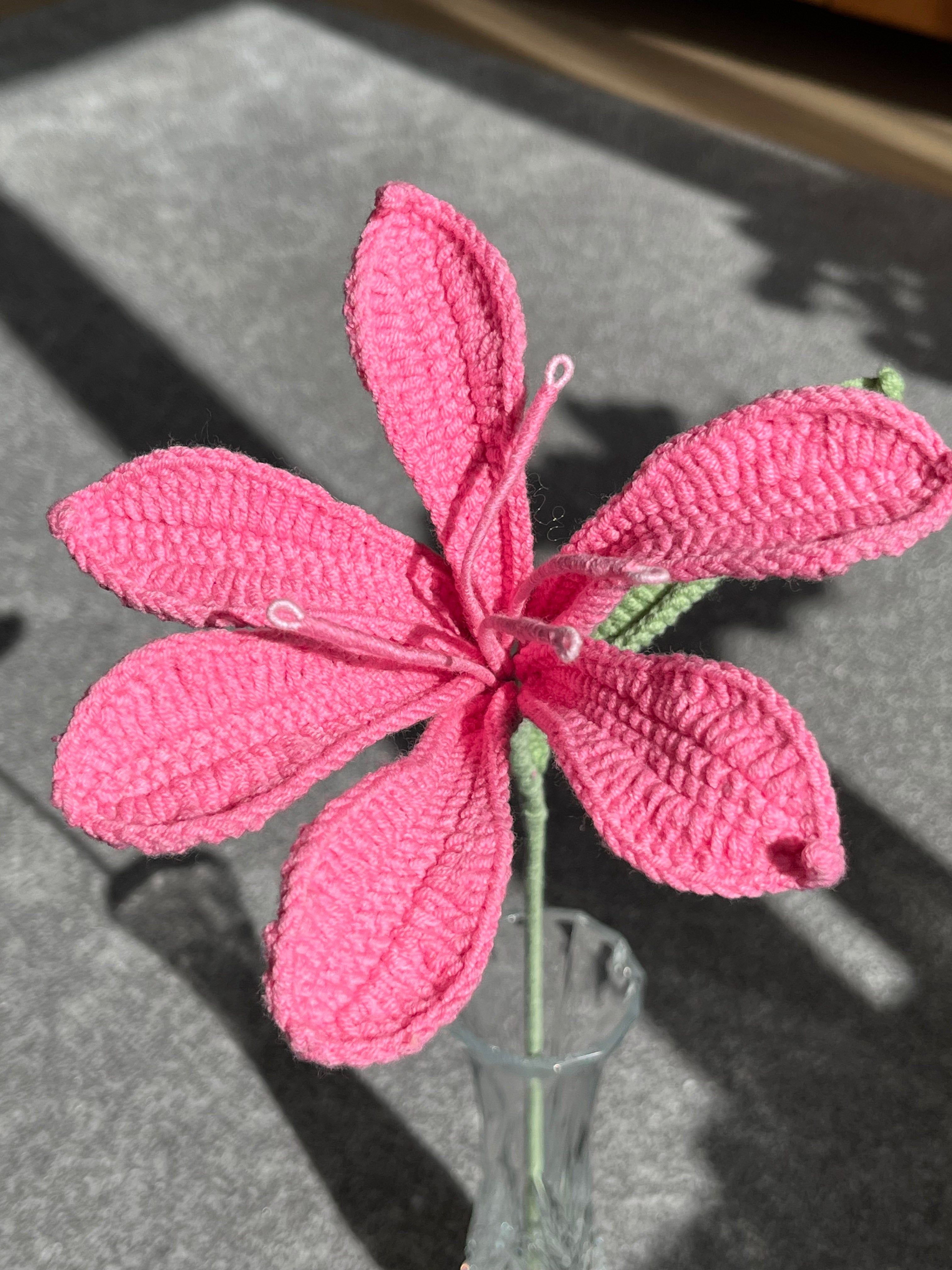 Handgehaakte lelie – een zachte blikvanger in roze