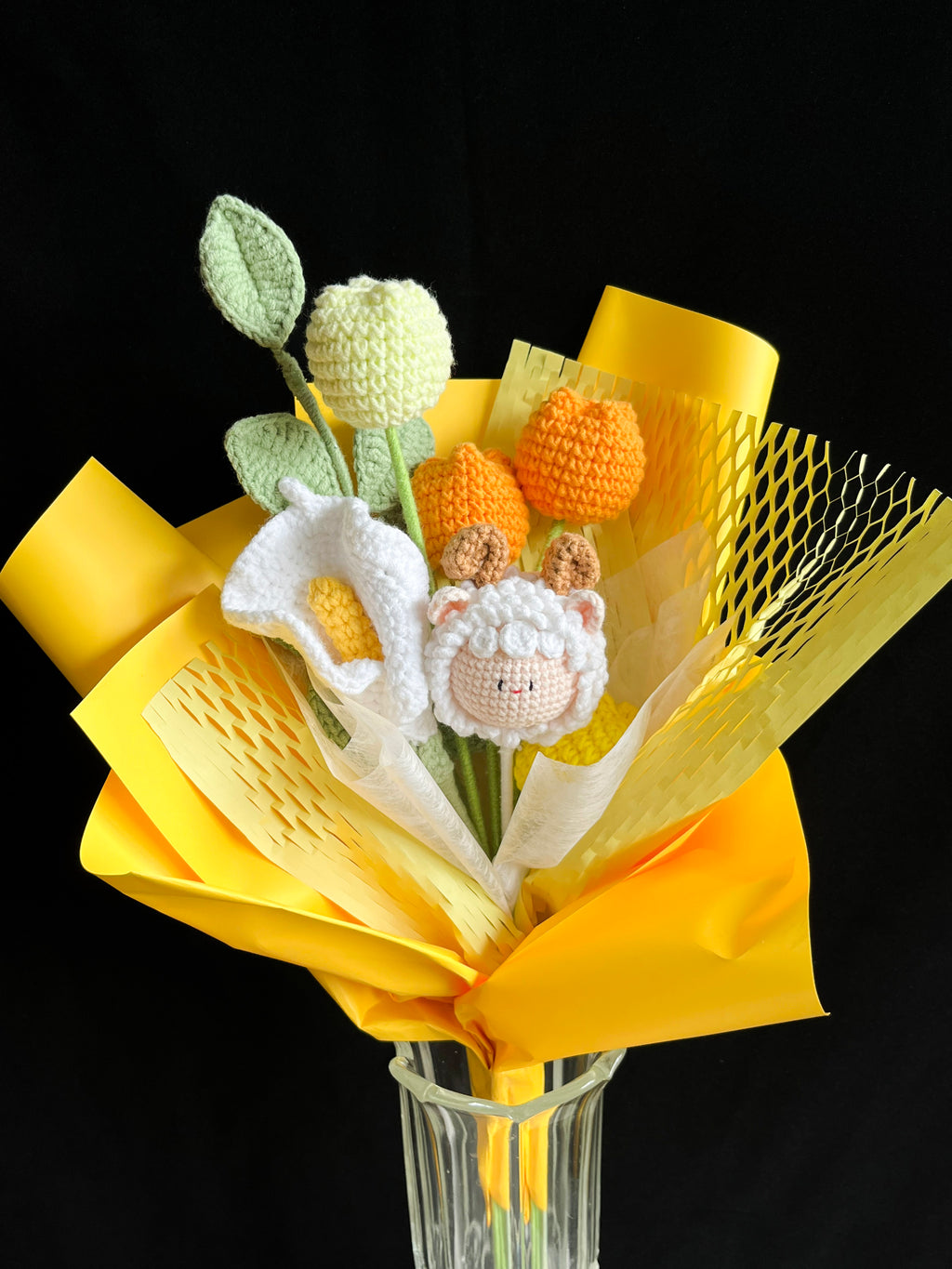 Handgehaakt schapenbloem boeket – schattig & uniek 🐑🌼