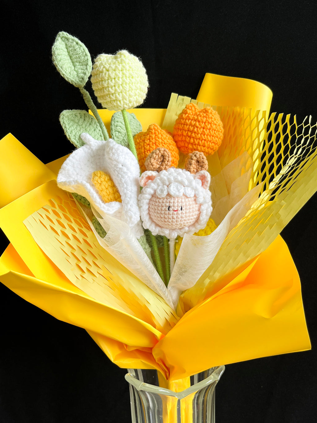 Handgehaakt schapenbloem boeket – schattig & uniek 🐑🌼
