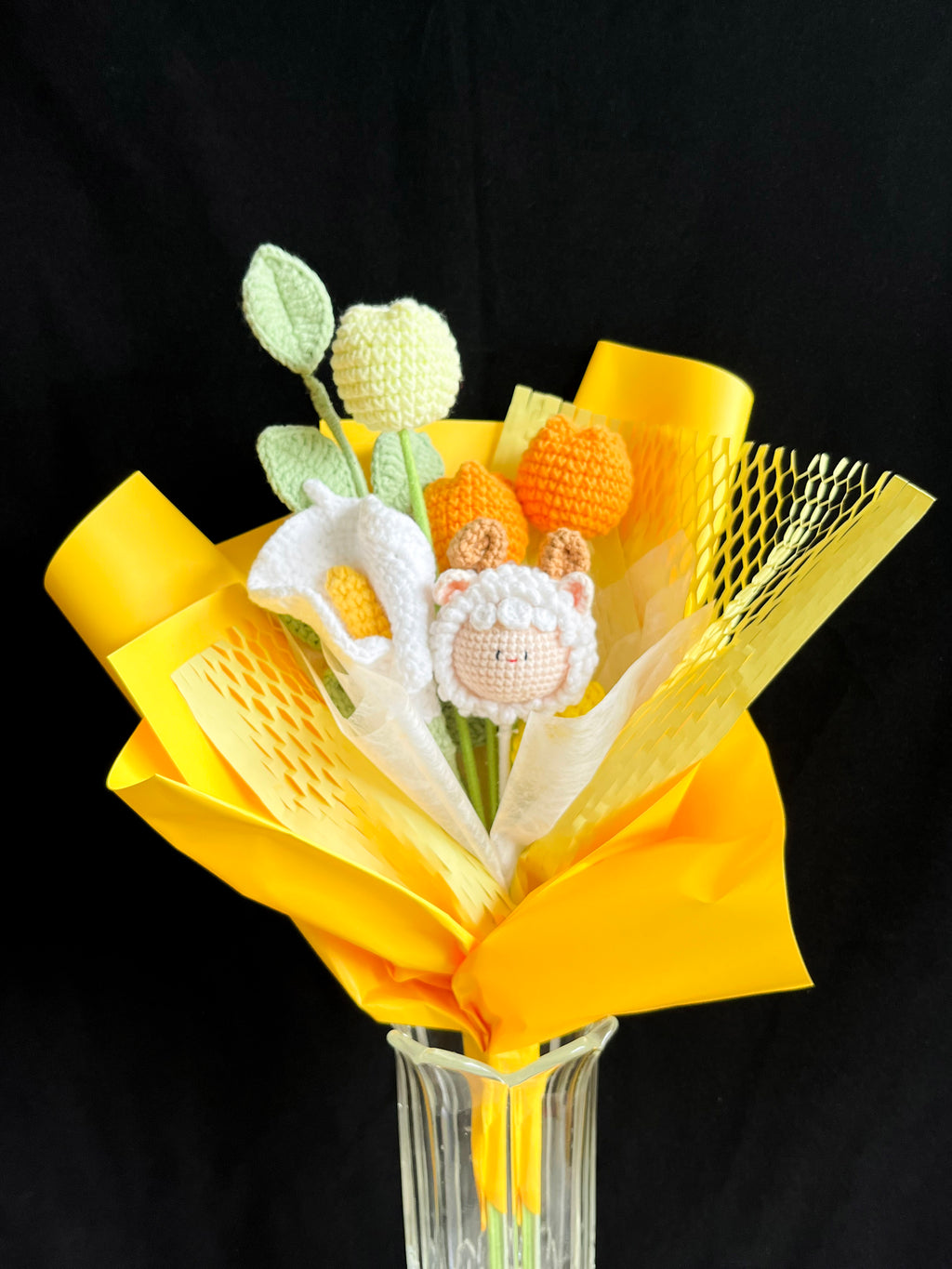 Handgehaakt schapenbloem boeket – schattig & uniek 🐑🌼