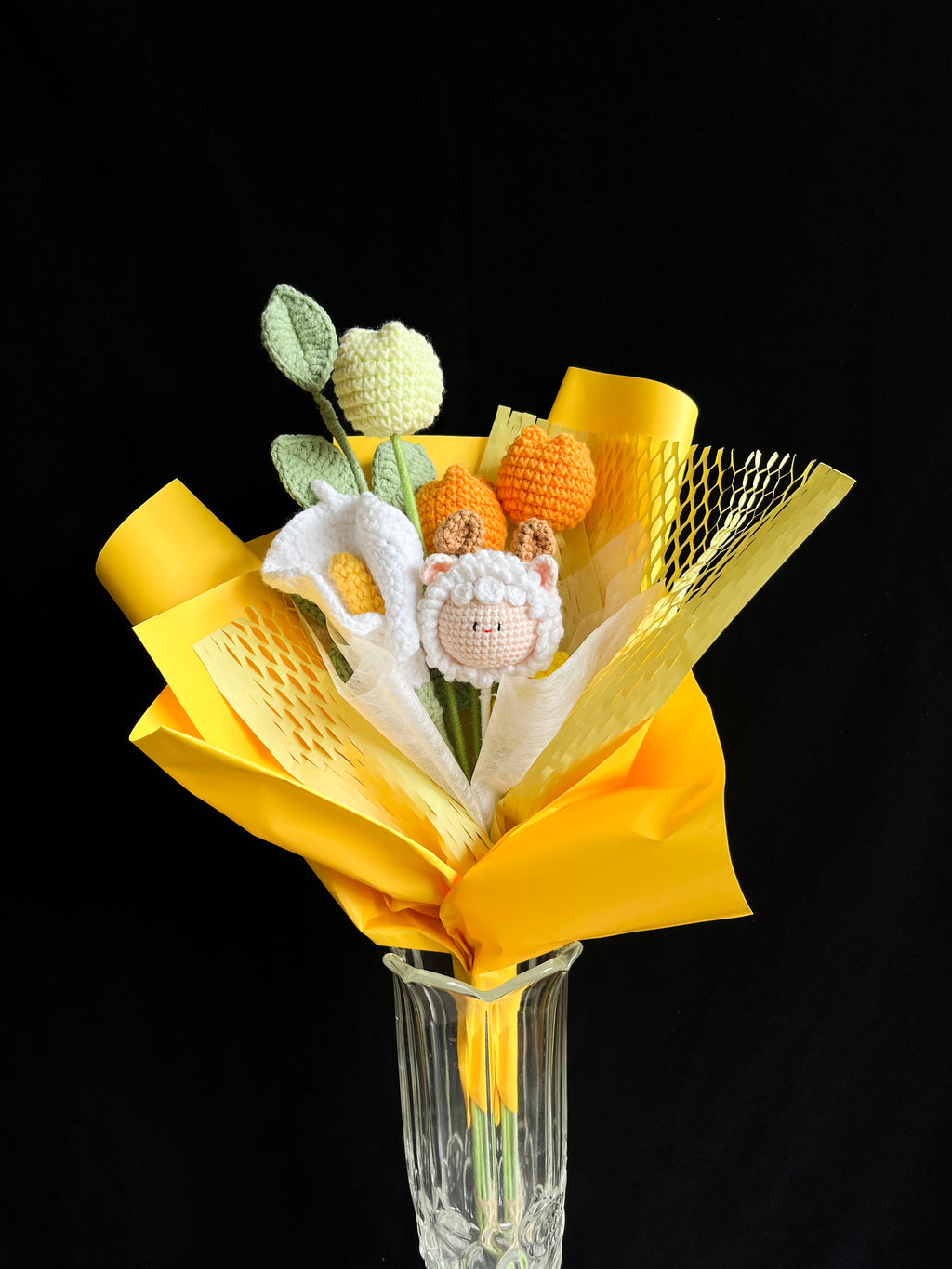 Handgehaakt schapenbloem boeket – schattig & uniek 🐑🌼