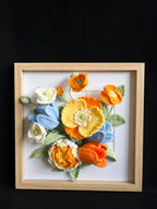 Handgehaakte bloemen wanddecoratie – uniek framed kunstwerk 🌼🖼️