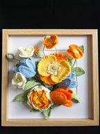 Handgehaakte bloemen wanddecoratie – uniek framed kunstwerk 🌼🖼️