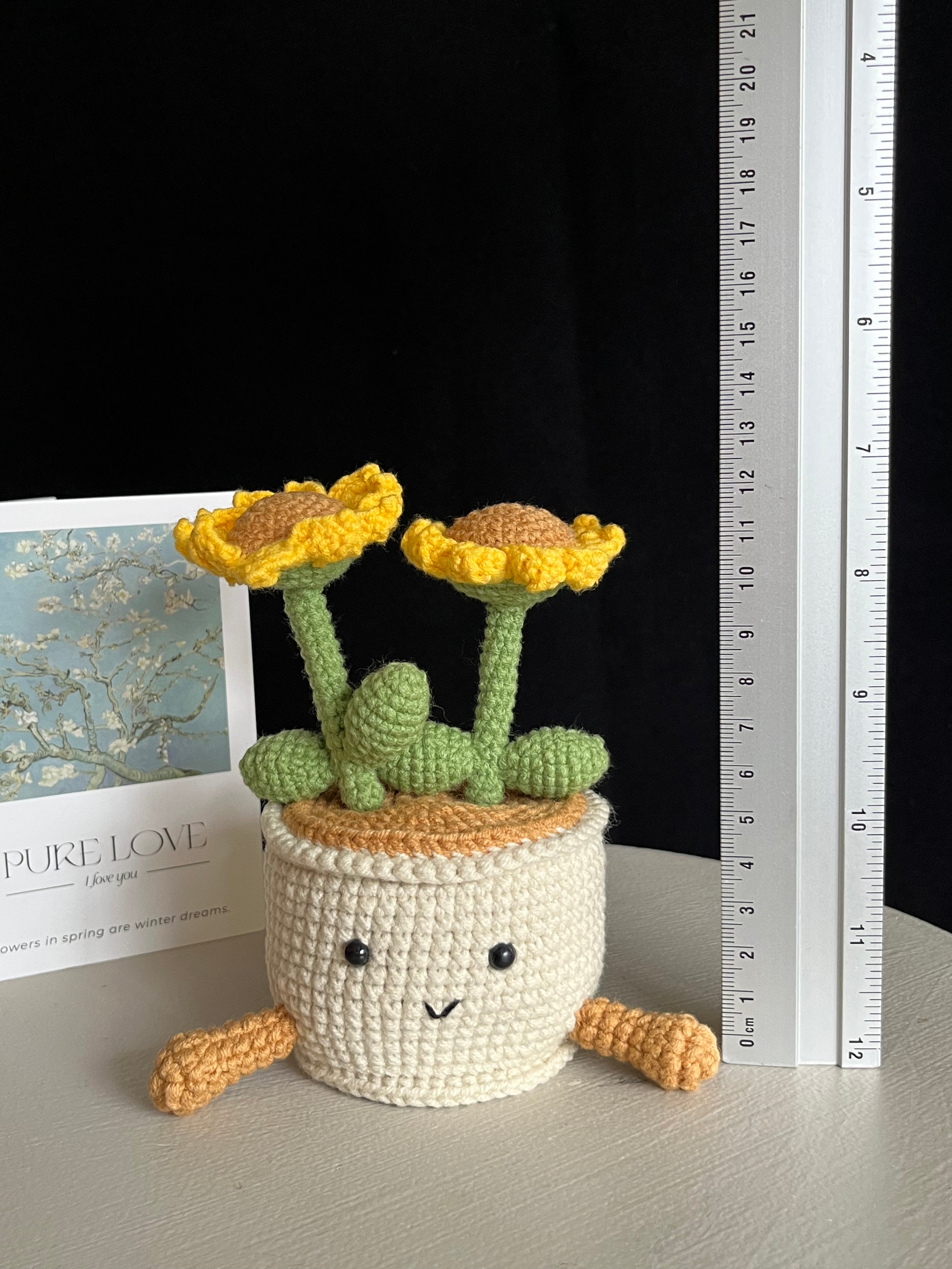 🌻 Gehaakte Zonnebloem Bloempot – Handgemaakte Decoratie